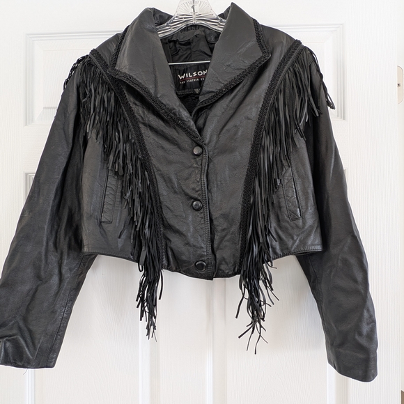 Harley Davidson Black Leather Fringe Cropped Jacket Size XL - Picture 3 of 10